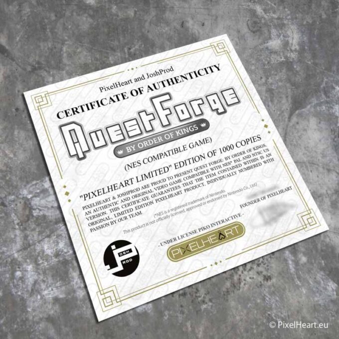 NES Quest Forge By Order Of Kings (Pixel heart) c