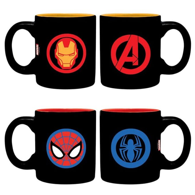 ABYMUG364 Marvel Iron Man & Spider-man Set 2 Espresso Mugs c