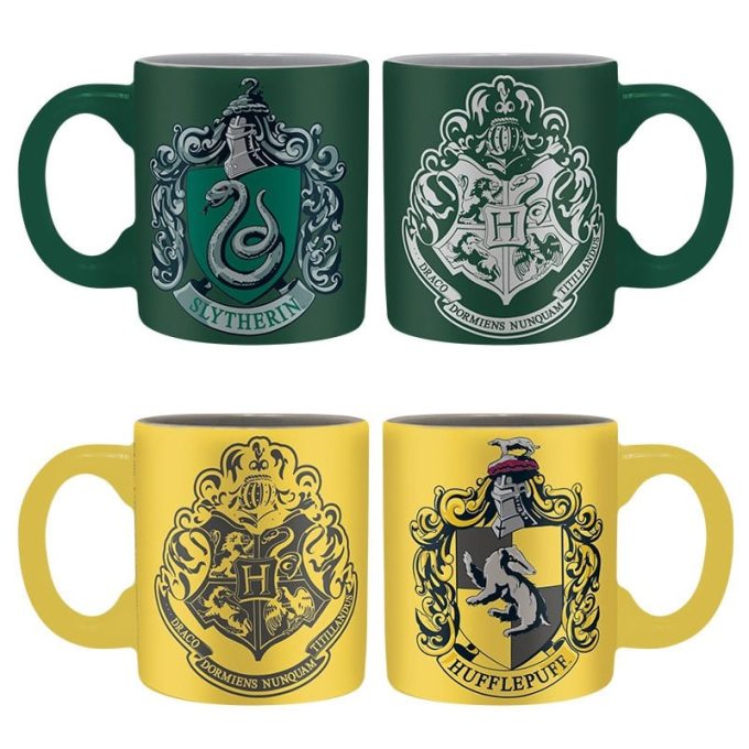 ABYMUG307 Harry Potter Slytherin & Hufflepuff Set 2 Espresso Mugs c