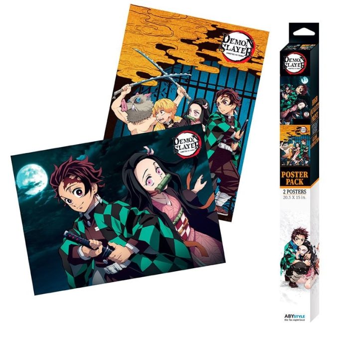 Demon Slayer Group & Duo Set of 2 Chibi Posters, Wall Art