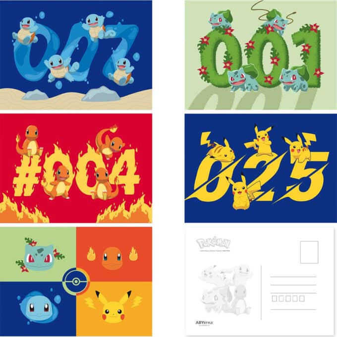 ABYDCO891 Pokemon Gen 1 Starters Set of 5 Postcards b