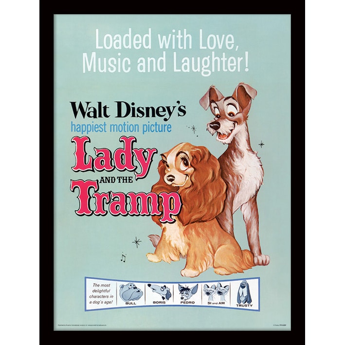 FP11425P Lady and the Tramp Love Music and Laughter Framed Print.jpg