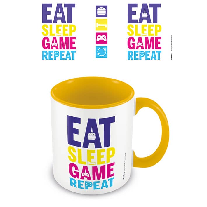 MGC25459 Eat Sleep Game Repeat Gaming Yellow Coloured Inner Mug.jpg