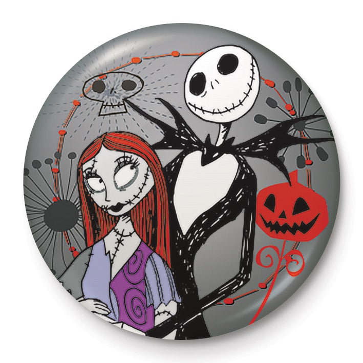 PB5531 Nightmare Before Christmas Jack Sally 25mm Button Badge.jpg