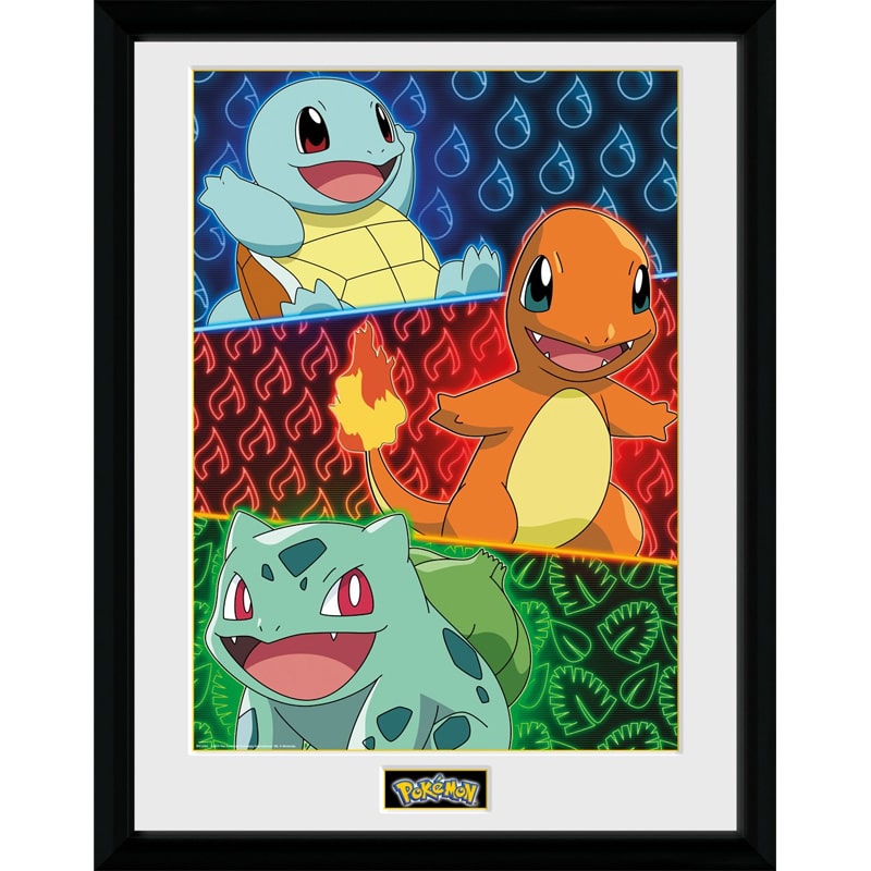 PFC3283 Pokemon Starters Glow Framed Print.jpg