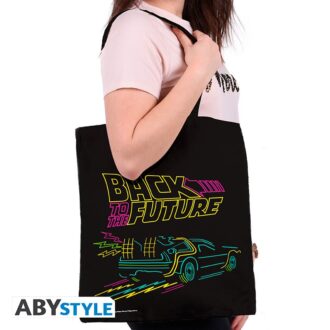 TBA0048 Back to the Future Neon DeLorean Tote Bag b 1.jpg
